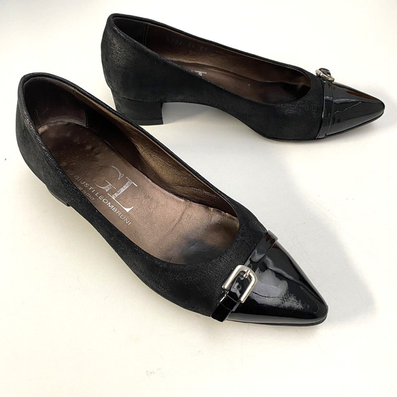AGL Attilio Giusti Leombruni Pump Black Leather Low Heel Patent Point Ca… - Picture 8 of 10